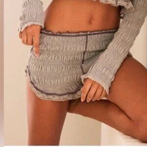 Free People Fp One Meriel Smocked Ruched Lace Mini Shorts XS